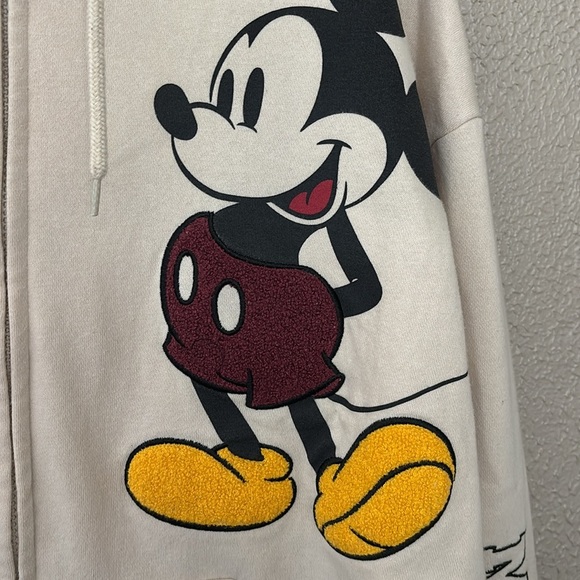 Women’s Mickey Mouse Full Zip Hoodie Sweatshirt, Ivory, XL - Picture 2 of 8